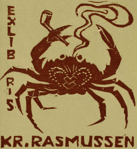 Exlibris by H. C. Bärenholdt from Denmark for Kristen Rasmussen - Fauna 