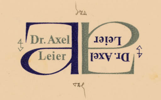 Exlibris by Gerhard Tag from Germany for Dr. Axel Leier - Text/Writing 