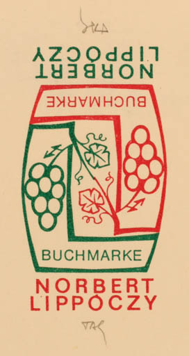 Exlibris by Gerhard Tag from Germany for Ing. Nobert Lippóczy - Wine 