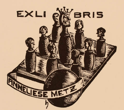 Exlibris by Hans Hauke from Austria for Anneliese Metz - Sport/game 