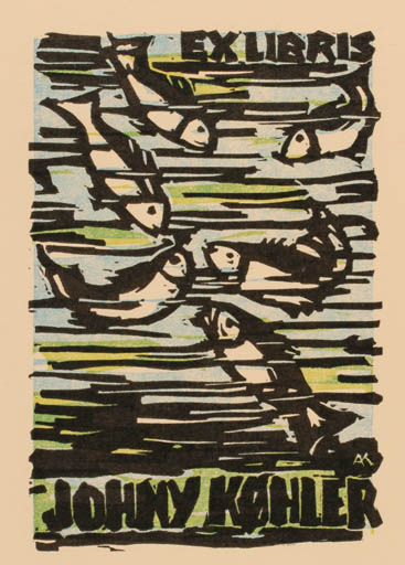 Exlibris by Kàroly Andrusko from Yugoslavia for Køhler Johnny - Fish 