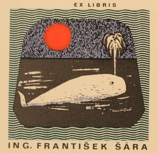 Exlibris by Jaroslav Kaiser from Czech Republic for Frantisek Sara - Fauna Maritime Sun 