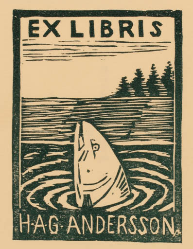 Exlibris by Svend Aage Mollerup from Denmark for H. A. G. Andersson - Fish 