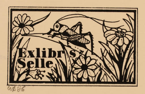 Exlibris by Wolfgang Brand from Germany for Erika Selle - Flower Insect 