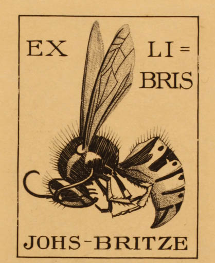 Exlibris by Johannes Britze from Denmark for Johannes Britze - Insect 