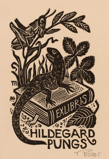 Exlibris by W. Richter from Germany for Hildegard Pungs - Book Fauna Insect 