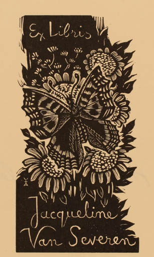 Exlibris by Antoon Vermeylen from Belgium for Jacqueline Van Severen - Butterfly 