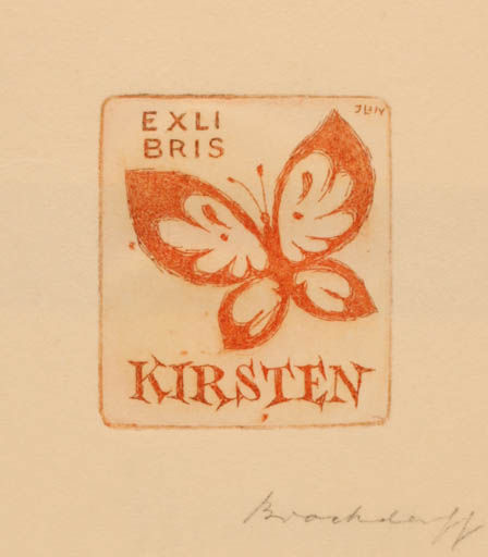 Exlibris by Jörgen Brockdorff-Nielsen from Denmark for ? Kirsten - Butterfly 