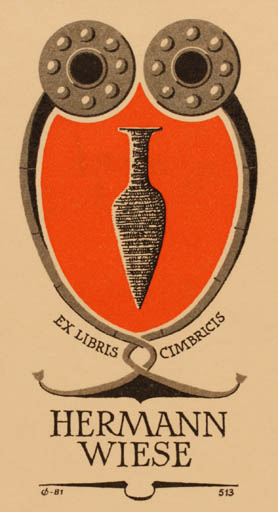 Exlibris by Christian Blæsbjerg from Denmark for Dr. Hermann Wiese - 