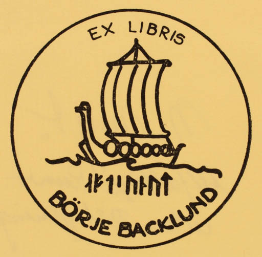 Exlibris by ? ? from Unknown for Börje Backlund - Ship/Boat Viking 