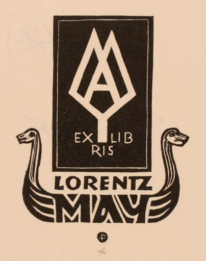 Exlibris by Leopold Feichtinger from Austria for Lorentz May - Ship/Boat Viking 