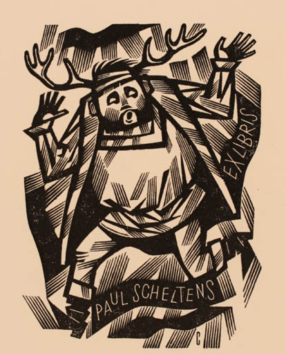 Exlibris by Vojtech Cinybulk from Czechoslovakia for Paul Scheltens - Man 