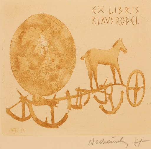 Exlibris by Jozsef Nechanszky from Hungary for Klaus Rödel - Mythology 