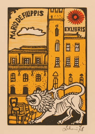 Exlibris by Maria Elisa Leboroni from Italy for Mario de Filippis - Architecture Fauna 