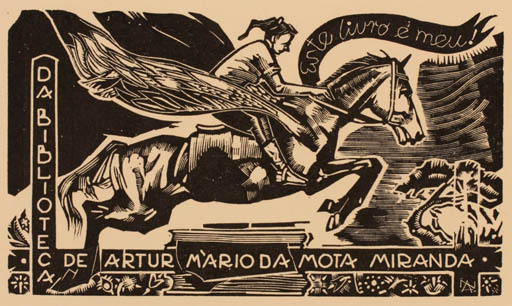 Exlibris by Arisztid Nagy from Hungary for Artur Mario Da Mota Miranda - Mythology Pegasus 