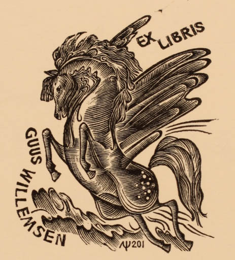 Exlibris by ? ? from Unknown for Guus Willemsen - Mythology Pegasus 