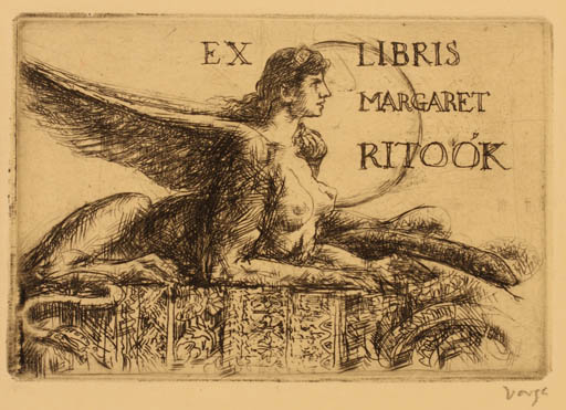 Exlibris by Nandor Lajos Varga from Hungary for Margaret Ritoòk - Fable Animal Mythology 