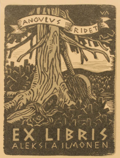 Exlibris by Vilho Askola from Finland for Aleksi A. Ilmonen - Tree 