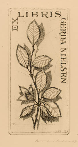 Exlibris by Jörgen Brockdorff-Nielsen from Denmark for Gerda Nielsen - 