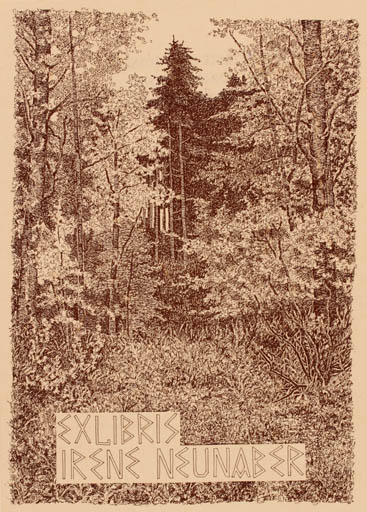 Exlibris by Bernhard Kuhlmann from Germany for Irene Neunaber - Forest 