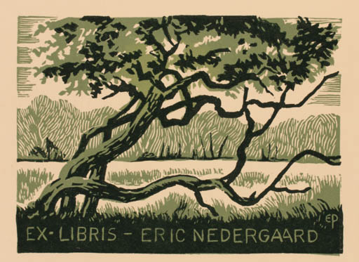 Exlibris by Edmund Peter from Denmark for Eric Nedergaard - Tree 