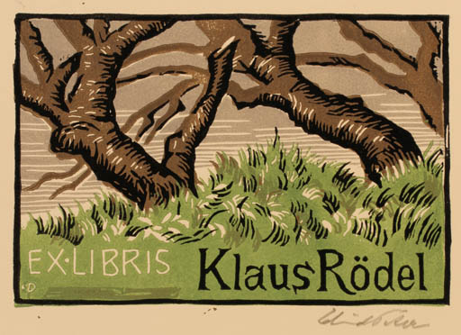 Exlibris by Edmund Peter from Denmark for Klaus Rödel - Tree 