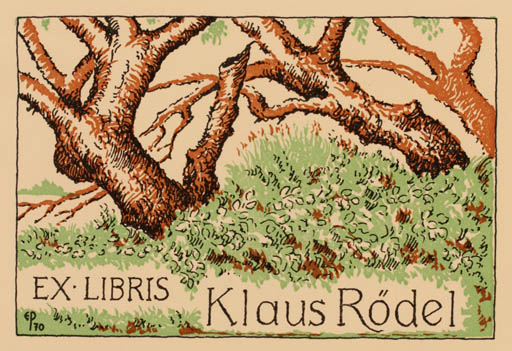 Exlibris by Edmund Peter from Denmark for Klaus Rödel - Tree 