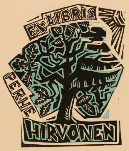 Exlibris by Leida Soom from Estonia for Perge Hirvonen - Tree 