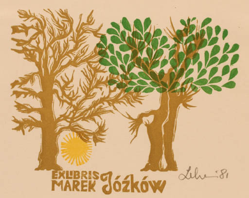 Exlibris by Maria Elisa Leboroni from Italy for Marek Józków - Tree 