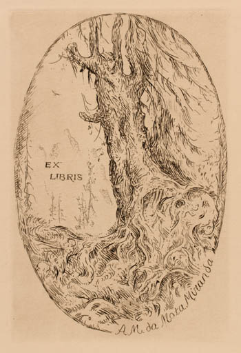 Exlibris by Virgilio Tramontin from Italy for Artur Mario Da Mota Miranda - Tree 