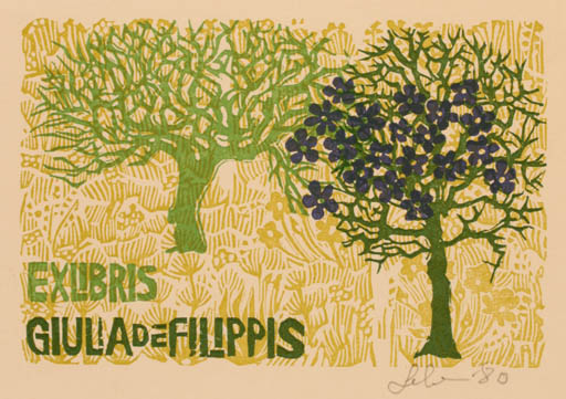 Exlibris by Maria Elisa Leboroni from Italy for Giulia de Filippis - Tree 