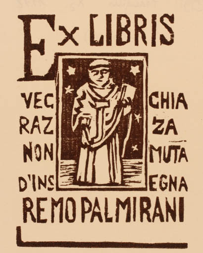 Exlibris by ? Frangini from Italy for Rosellae Remo Pamirani - Man Religion 