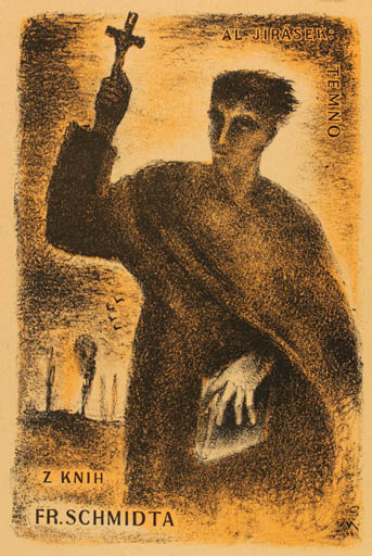 Exlibris by Jindrich Mahelka from Czech Republic for Frantiska Schmidta - Man Religion 