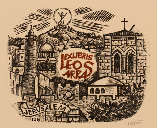 Exlibris by Oriol M. Divi from Spain for Leo Arras - City Religion 