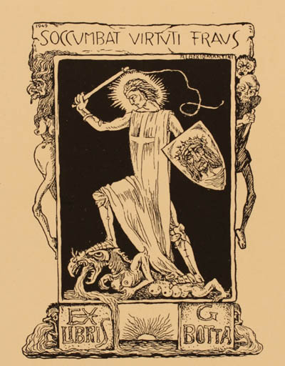 Exlibris by Alberto Martini from Italy for Giovanni Botta - Sct.G. and the Dragon 