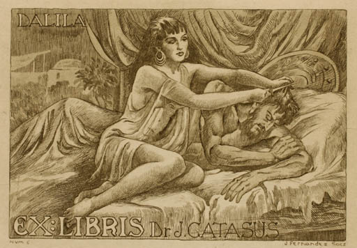 Exlibris by Julio Fernandez Saez from Spain for Dr. Joan Catasús - Couple Religion 