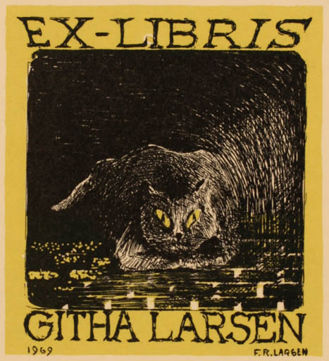 Exlibris by Flemming Rud Larsen from Denmark for Githa Larsen - Cat 