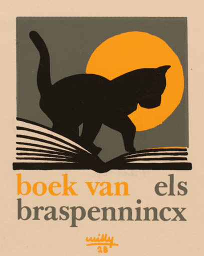 Exlibris by Willy Braspennincx from Belgium for Els Braspennincx - Book Cat 