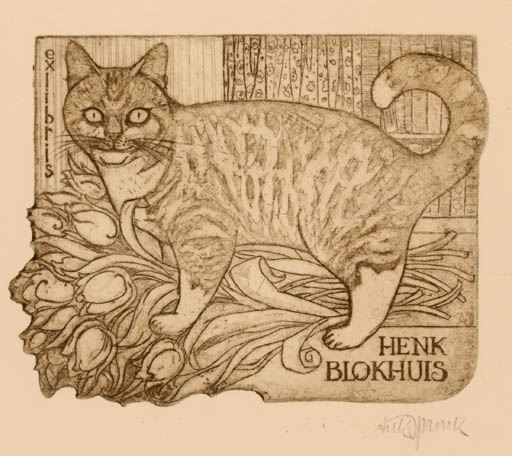 Exlibris by Ank Spronik from Netherland for Henk Blokhuis - Cat 