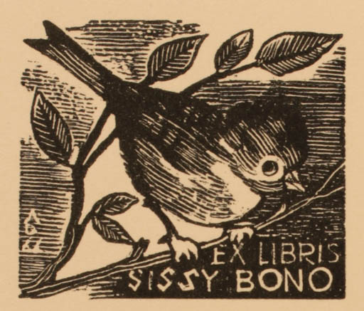 Exlibris by Antonin Dolezal from Czechoslovakia for Sissy Bono - Bird 