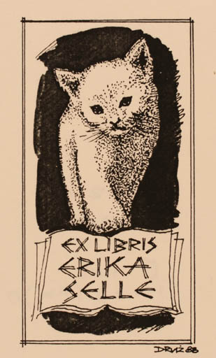 Exlibris by Jerzy Druzrycki from Poland for Erika Selle - Cat 