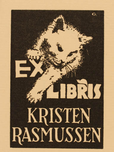 Exlibris by Gösta Gisiko from Sweden for Kristen Rasmussen - Cat 