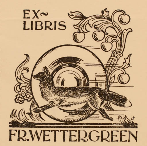 Exlibris by Albert Jaern from Norway for Fr. Wettergreen - Fauna 