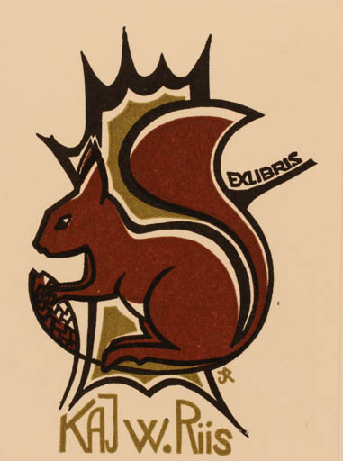 Exlibris by Jørgen Lindhardt Rasmussen from Denmark for Kaj Welsch Riis - Fauna 