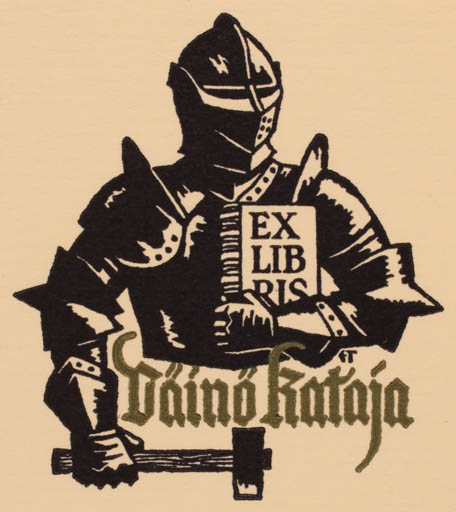 Exlibris by Erkki Tanttu from Finland for Vöinö Kataja - Knight 