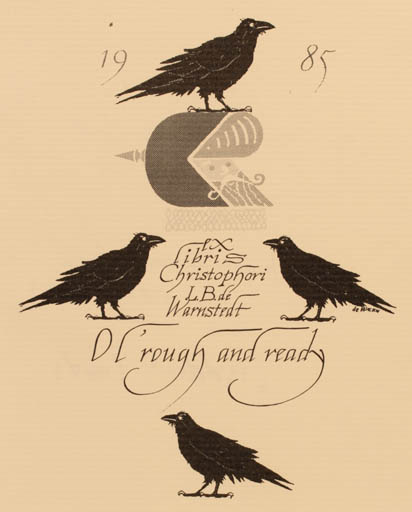 Exlibris by Jacques de Wærn from Sweden for Christophori L. B. De Warnstedt - Bird Knight 