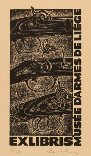 Exlibris by Zbigniew Dolatowski from Poland for ? Musee Darmes de Liege - Weapon 