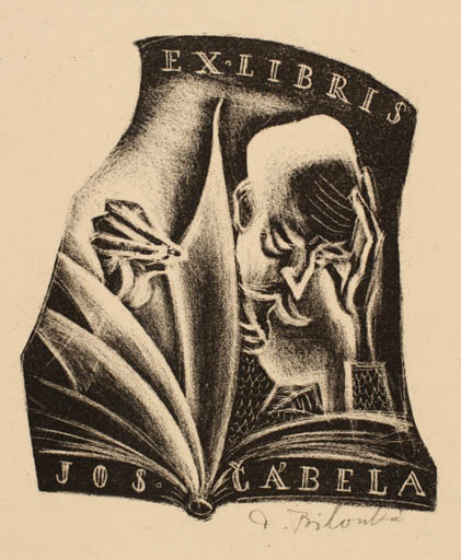 Exlibris by Dobroslava Bilovska from Czech Republic for Jos. Cabela - Book Man 