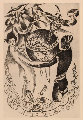 Exlibris by Karl Michel from Sweden for Otto Arcantzler - Globe Cosmos Woman 