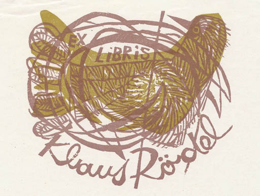 Exlibris by Lenke Diskay from Hungary for Klaus Rödel - Fauna Bird 